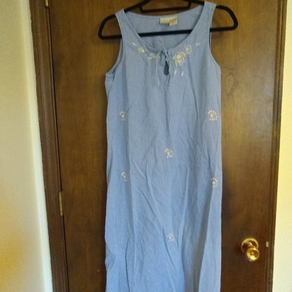 Light Blue Cotton Midi Sun Dress